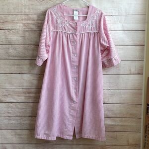 VINTAGE KAY ANNA PATIO DRESS IN PINK AND WHITE SEERSUCKER‎